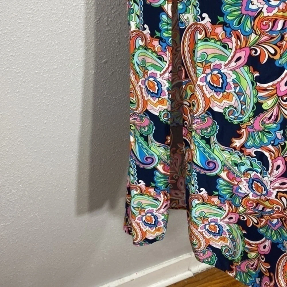 Tommy Bahama Mare Multi Paisley Print Elastic Tie Waist Slit Side Maxi Dress S